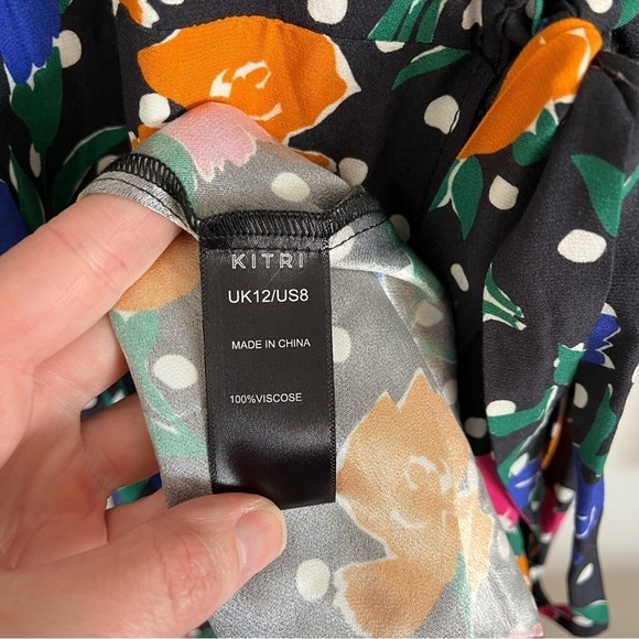 KITRI Stephanie Floral Polka Dot Wrap Midi Dress - Picture 10 of 11